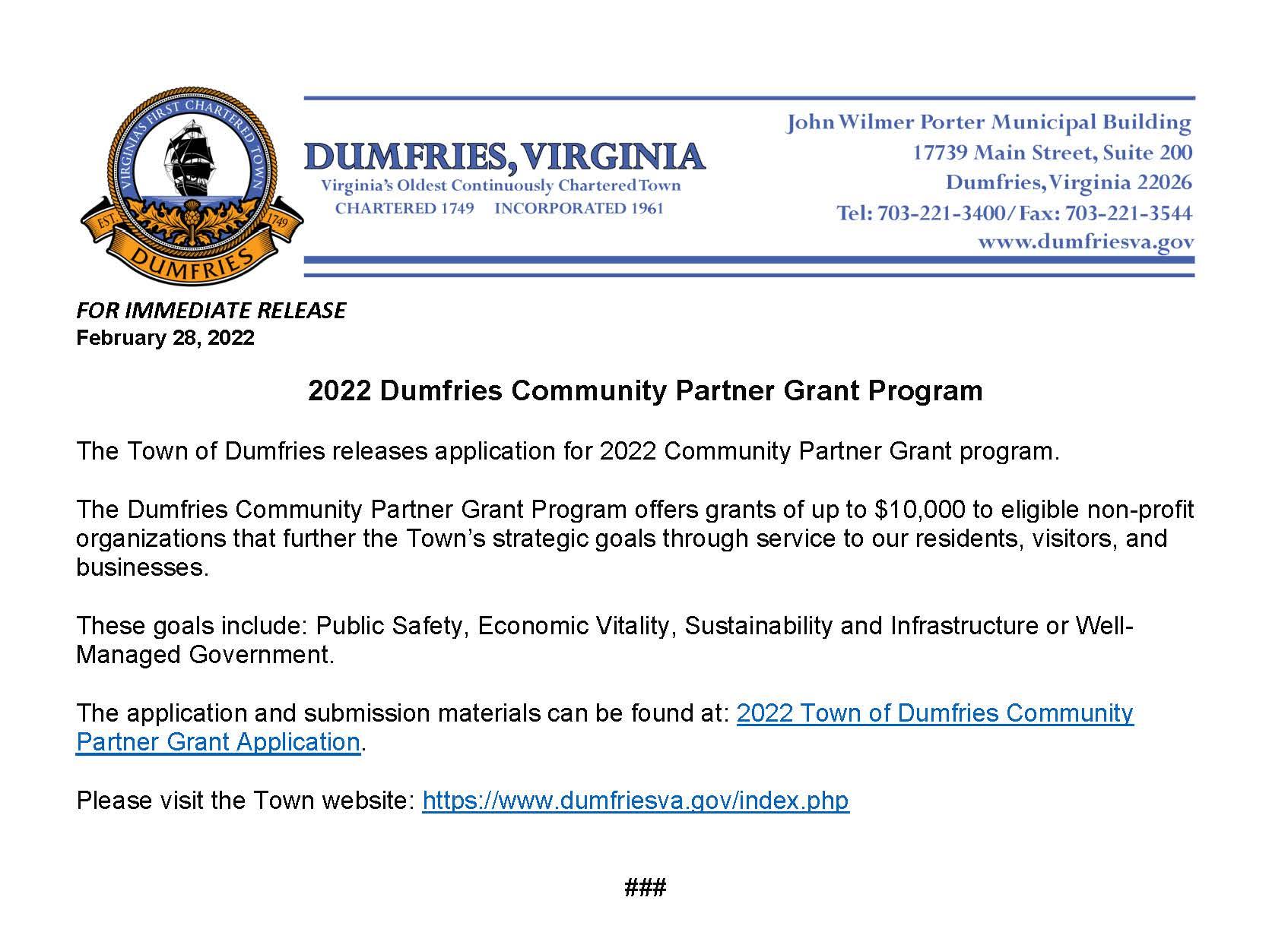 2022 Community Partner Grant Program Press Release - Copy (2)